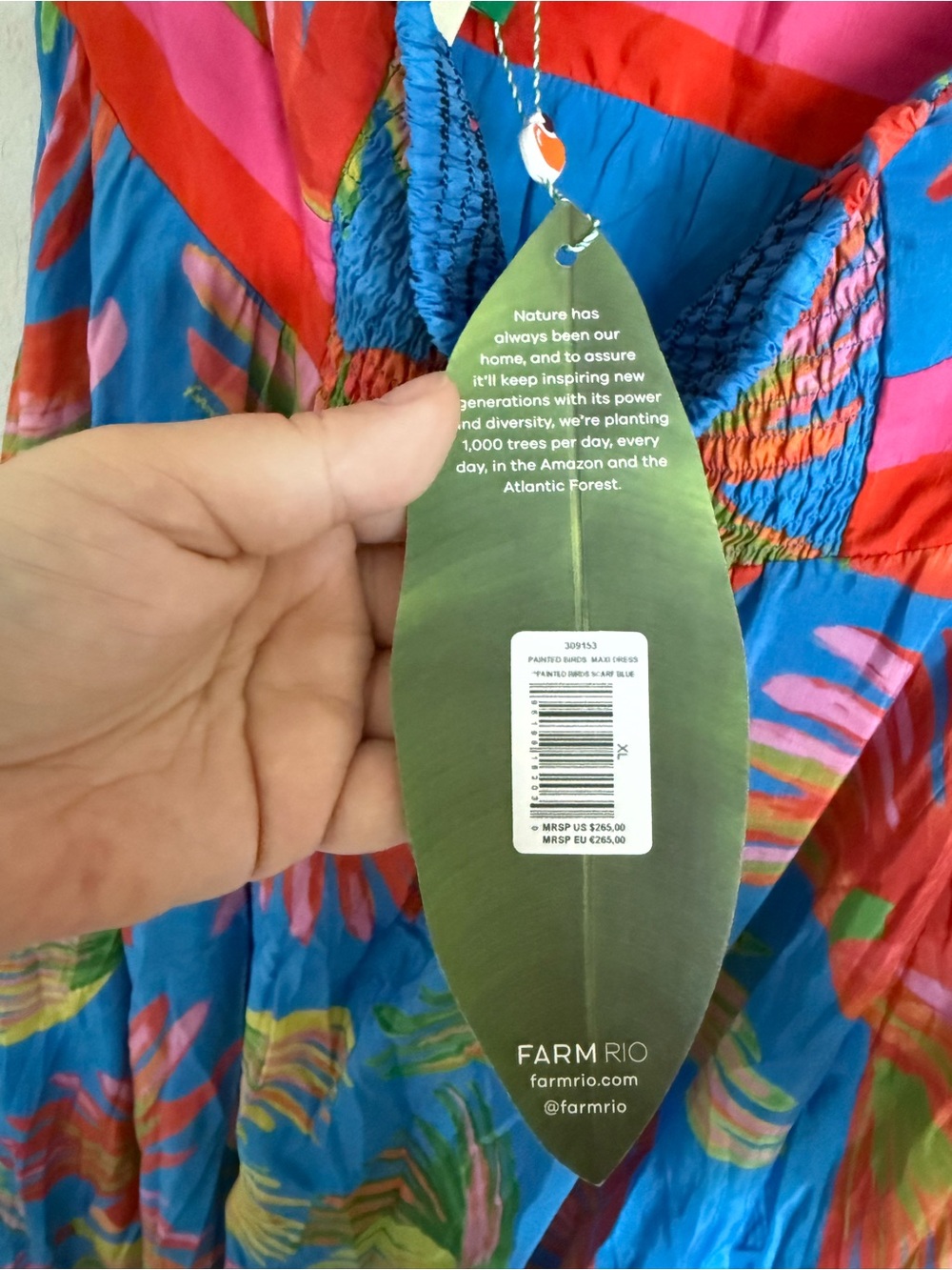 Farm Rio blue painted birds Maxi dress - Picture 6 of 7
